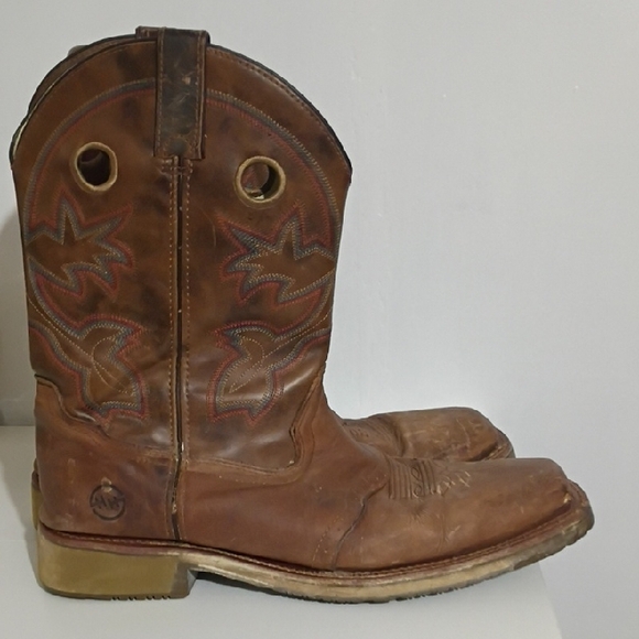 HH Double H Brown Leather Cowboy Boots Western Boots Size 14D - Picture 7 of 15